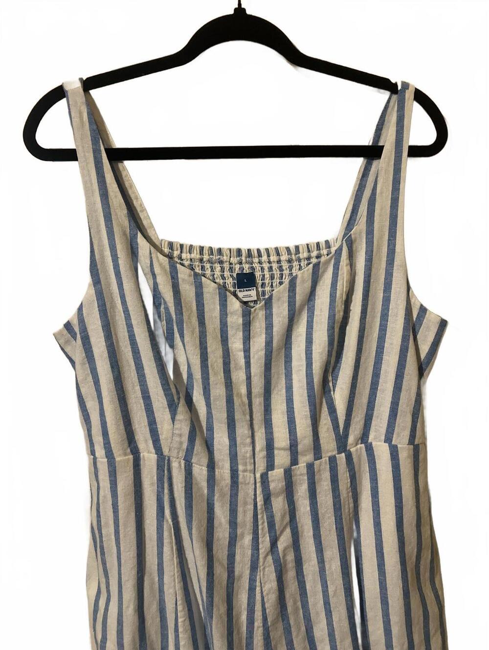 Old Navy Women's Blue and White Striped Midi Dress - Picture 3 of 6